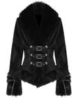 Devil Fashion Womens Gothic Punk Chained Fur Trim Velvet Winter Jacket