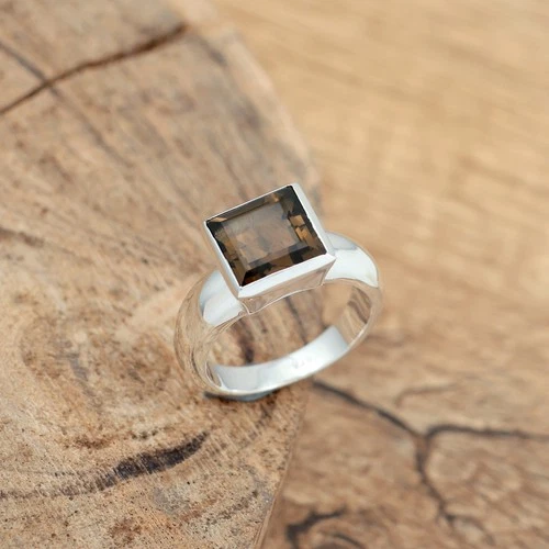 Natural Smoky Quartz Solid 925 Sterling Silver Men & Women Ring - product listing photo