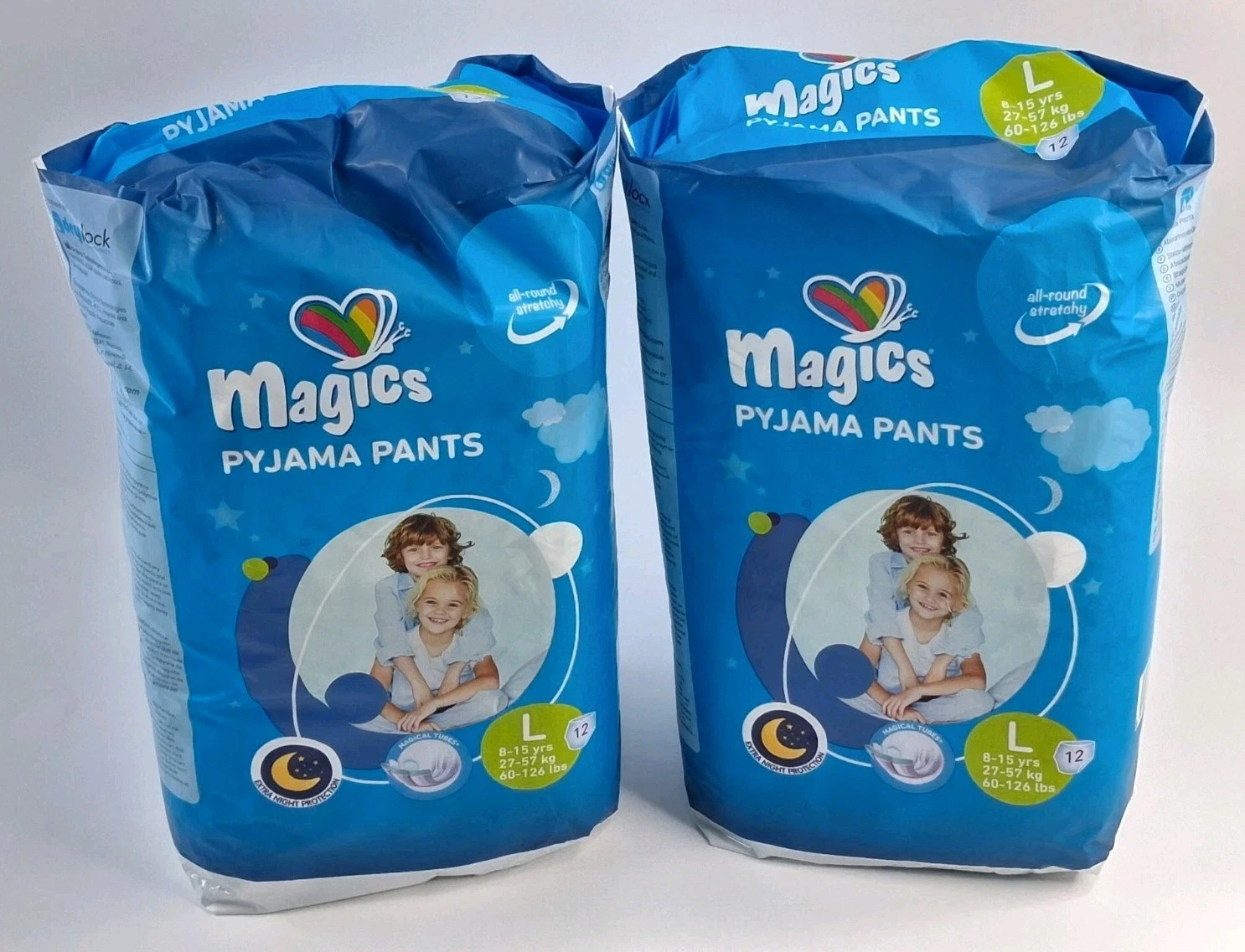 Huggies Magics Pyjama Pants x2 Packs of 12 - Size Large (8-15 years / 27-57 kg)