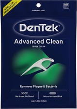 DenTek Triple Clean Advanced Clean Floss Picks, No Break  No Shred Floss, 150 C