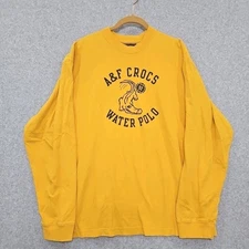 Abercrombie Fitch Mens Long Sleeve T Shirt A&F Crocs Water Polo 90s Sz L Yellow