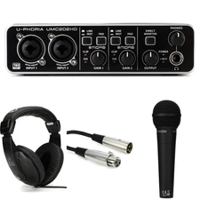 Behringer U-Phoria UMC202HD USB Audio with Dynamic Vocal Microphone and