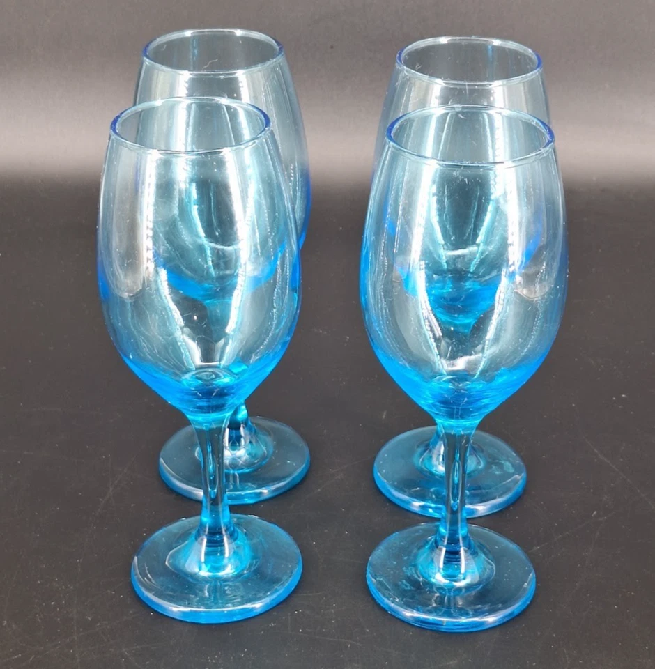 Copas de vino Libbey vintage 12 oz. Juego de 4 piezas azul 8,25" de alto Foto 4 de 4
