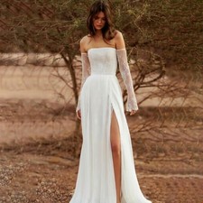 Lace 3D Flower Appliques Wedding Dress Off Shoulder A Line Sweetheart Bride Gown