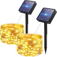 2 Stk Solar Lichterketten 5+2 M 50 LED Warmweiß IP65 8 Modi Speicher AußEn