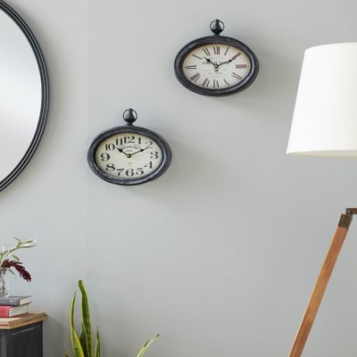 Cream Metal Pocket Watch Style Decorative Wall Clock (Set of Cream
