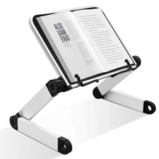Book Stand Laptop Stand Adjustable Book Holder Tray with Page Paper Clips Erg...