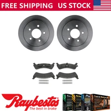 Rear Kit Brake Rotors + Metallic Pads & Hardware For 2001 Ford Explorer