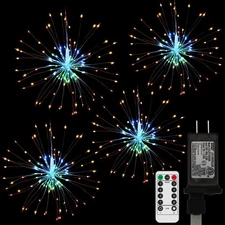 Remote Firework Copper Wire Lights, 4 Connection Total 480 LED Starburst Ligh...