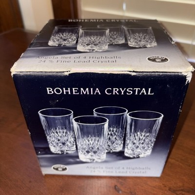 Bohemia Crystal Set of 4 Highball Glasses ''Angela'' pattern (New)