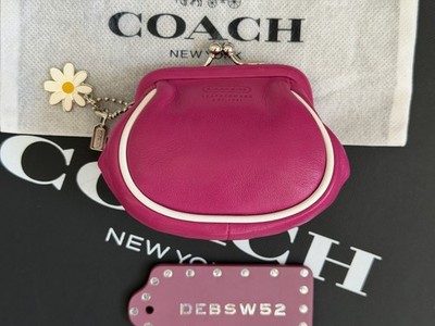 COACH PINK LEATHER MINI KISSLOCK COIN PURSE BAG CHARM FOB | eBay