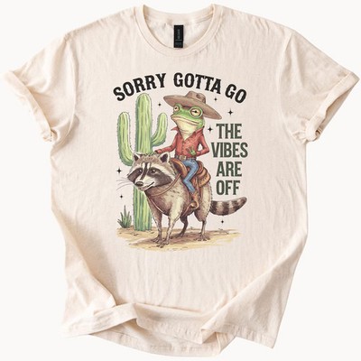 Cowboy Frog Riding Raccoon Sorry Gotta Comfort Tee Funny Meme