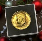 Gold Plated 1964 Kennedy Silver 50c Half Dollar Display Holder - Ready to Ship