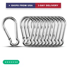 Small Carabiner Clip Hooks, 10pcs 1.57 inch Carabiners Heavy Duty, 304 Stainless