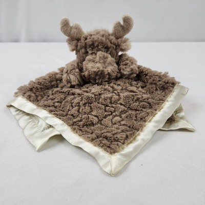 Mary Meyer Putty Moose Lovey Nursery Stuffed Animal Security Blanket Satin Edge