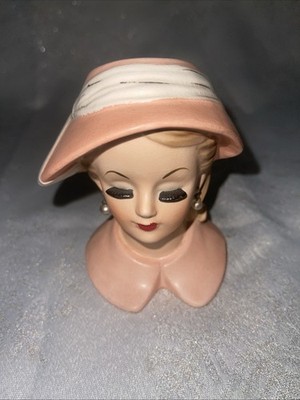 Vintage Napco Lady Head Vase C4897B 1960 Peachy  