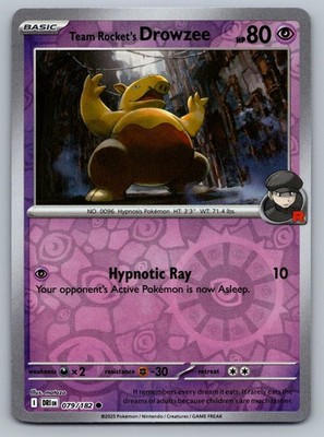 2025 Destined Rivals Drowzee 079/182 Reverse Holo NM