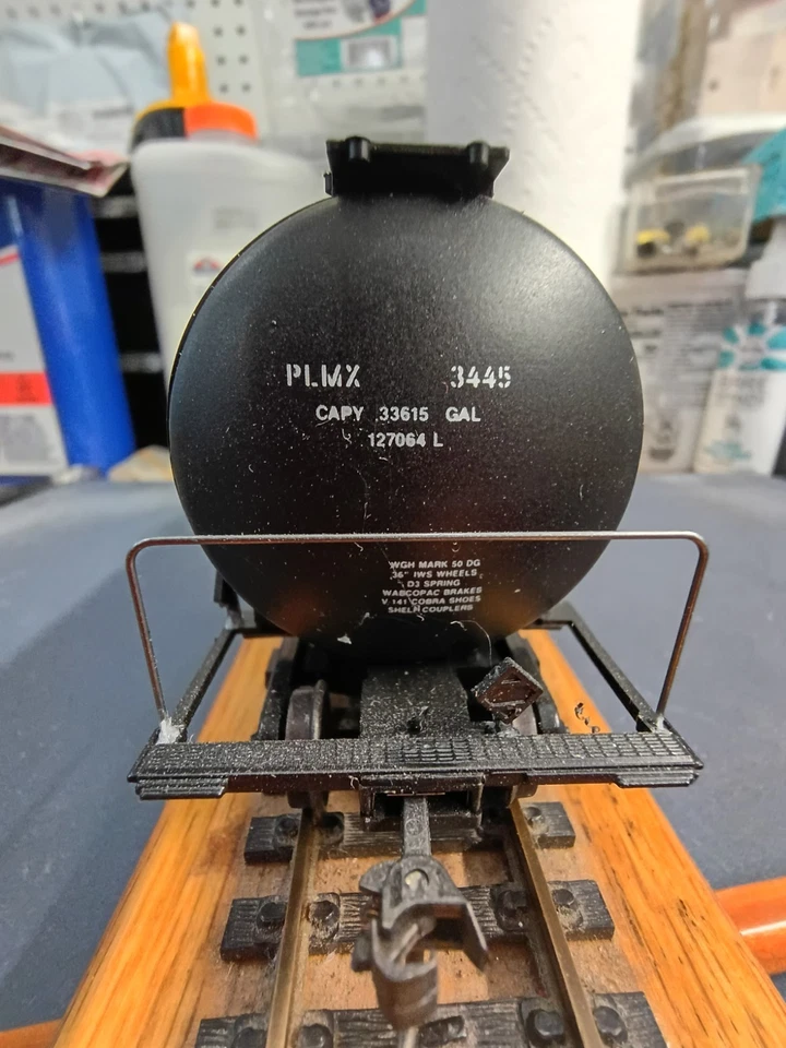 Coche cisterna PLMX 62' negro escala HO Walthers KD ruedas y acopladores? Coche #3445 N/B Foto 3 de 4