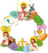 12Pcs Easter Wreath Craft Kits, DIY Holy Week Christian Wreath Hanging Ornaments