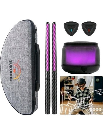 Surundo Virtual Air Drum Set - Electric Sticks Kit - Carbon Fiber Black 