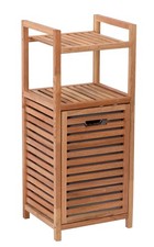 Badezimmerregal Holz mit Wäschekorb Holz-Wäschebox 35,5x95x39,5cm Walnussmatt