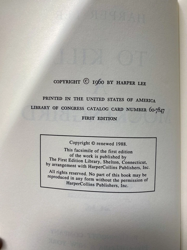 To Kill a Mockingbird By Harper Lee 1988 Facsimile First Edition Library Rare - Image 3 of 4