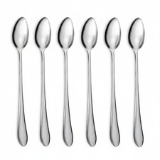6 Long Handle Teaspoons Tea Spoon Stainless Steel Coffee Latte Ice-cream spoon