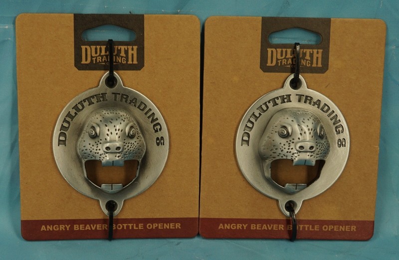 NEW TWO Duluth Trading-Wall Mounted Angry Beaver Bottle Opener (retail packaged)