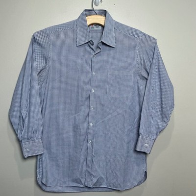 Turnbull & Asser Dress Shirt Mens 16.5 Blue White Gingham Check Cotton EUC