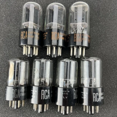 Lot of 7x Vintage RCA 6SN7GTB Black Plate Amplifier Vacuum Tubes - Tested