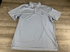 Vineyard Vines Mens Polo Shirt M Ocean Breeze Striped Whale UPF 50 Quick Dry