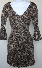 NWOT SNAP 3/4 sleeve (wider on ends) figure hugging animal print mini dress, L