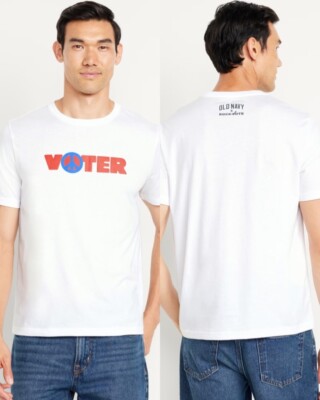 Old Navy x Rock the Vote Men s T-Shirt Tee Harris Trump White Size XL