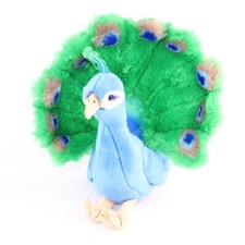 FAO Schwarz Plush Peacock Bird 2013 Blue Green Stuffed Animal 14" Stuffie