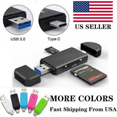 2-in-1 USB 3.0 & Type-C To SD/Micro SD Card Reader – OTG Adapter For Memory Cards, Universal