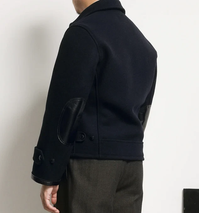 Navy Melton Wool Cossack Jacket - Image 3 of 4