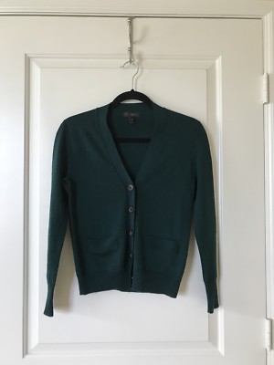 J.crew Forest Green Wool Cardigan, Size PS