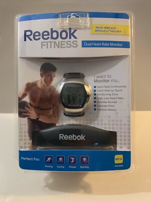 Reebok Fitness Dual Heart Rate Monitor. Brand New.RB1171BK Works With Chest Belt