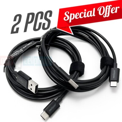 Lot Of 2 Verizon USB to USB-C 6FT Charge Data Cable for Galaxy iPhon Google