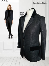 8 Orla Kiely Black Silver Sparkle Blazer Jacket Ottoman - Velvet Trim Very Rare
