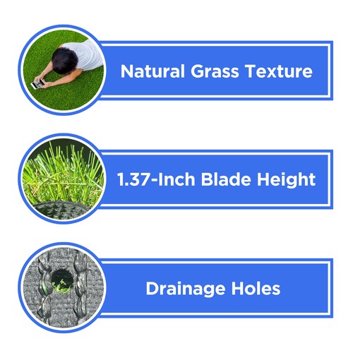 ALEKO Artificial Synthetic Landscape Fake 4 x 6 ft Grass Lawn Carpet Mat Turf - 第 10/12 張圖片