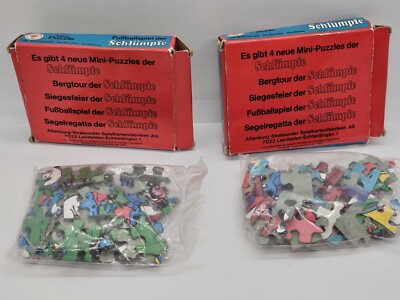 2 Mini Puzzle Schlümpfe *Altenburg Stralsunder*  ASS Fussballschlümpfe & Segeln