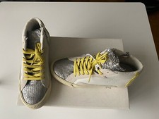 Sneakers montantes en cuir Zérocentcinq 0-105 blanche, argentée jaune taille 36