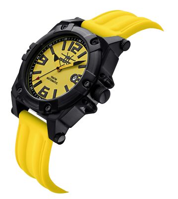 FIREFOX Herren Armband Automatikuhr schwarz Miyota 8215 GELB 10 ATM wasserdicht