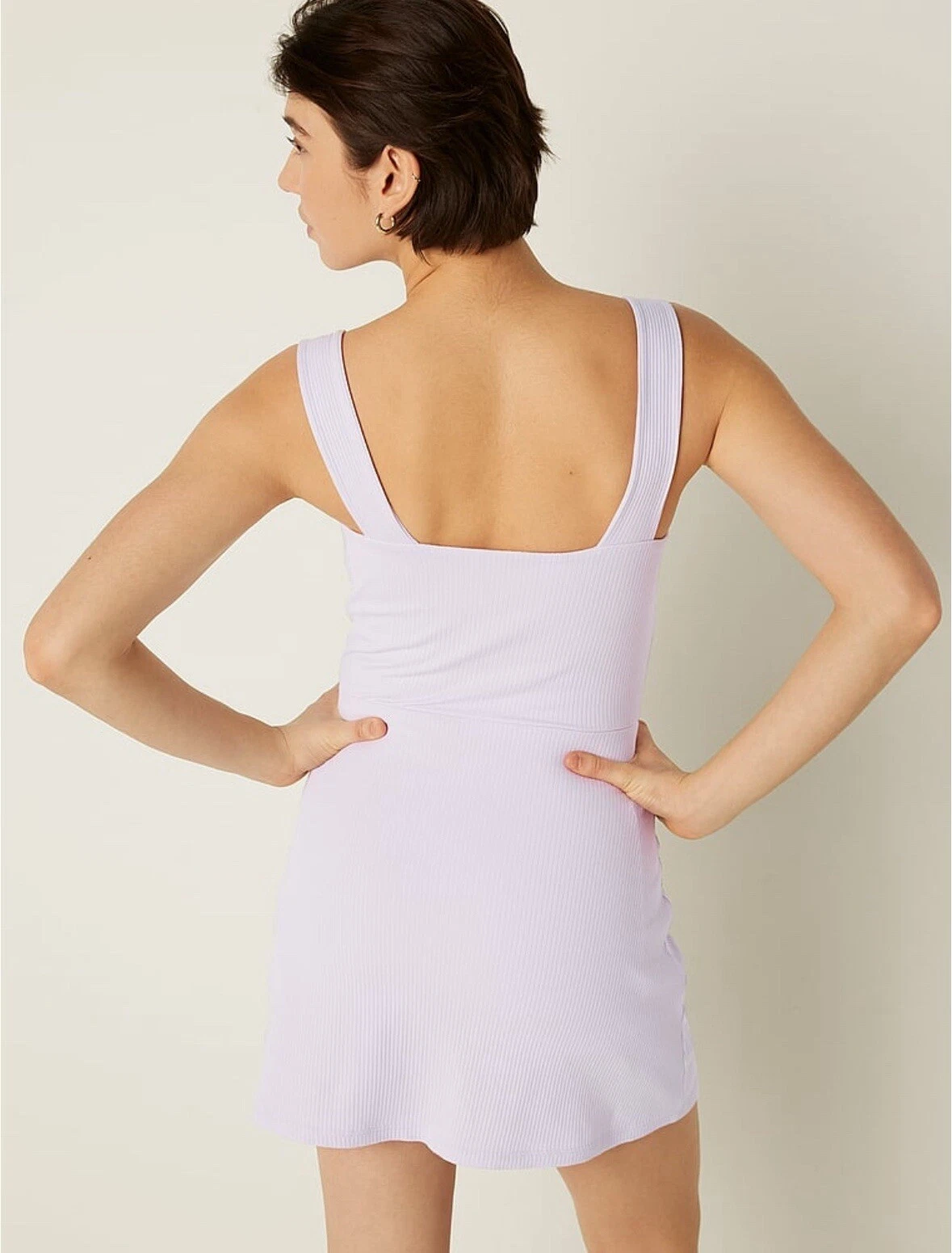 UNDERCOVER Abito donna Victoria's Secret ROSA costina scollo quadrato attivo taglia XL nuovo con etichette