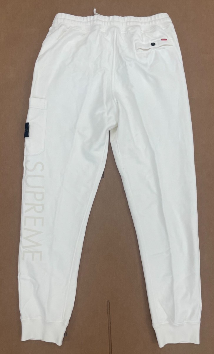 FW14 SUPREME X STONE ISLAND SWEATPANTS WHITE SZ XL (#81 | eBay