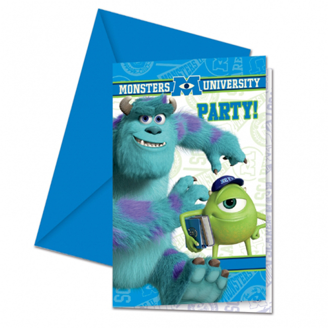 MONSTERS INC UNIVERSITY  BIRTHDAY INVITATIONS WITH ENVELOPES  PACK OF 6