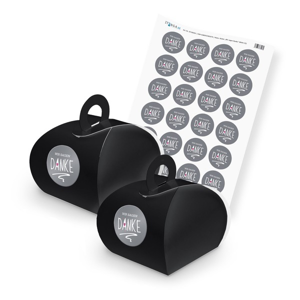 Itenga Set Wir Sagen Danke M23 24X Geschenkbox Mit Griff Schwarz Und Sticker-image