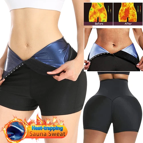 Women Sauna Sweat Shorts Fat Burning Tummy Control Shapewear High Waist Leggings