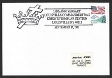 FREEMASONRY : US 1991 Knights Templar Station, Louiseville, KY card